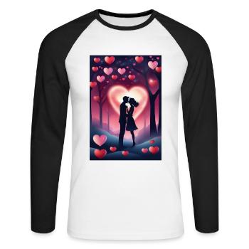 Baiser de la Saint-Valentin - T-shirt baseball manches longues Homme - blanc/noir - Devant - Nik (191cm)