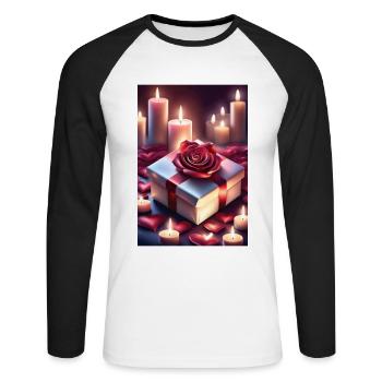 Joli cadeau - T-shirt baseball manches longues Homme - blanc/noir - Devant - Nik (191cm)