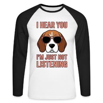 Beagle Saying Dog Beagle Funny Beagle Gift - Unisex Long Sleeve Baseball T-Shirt - white/black - Front - Nik (191cm)