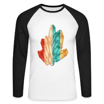 Rétro Géologue Collectionneur de pierres Collectionneur de minéraux - T-shirt baseball manches longues Homme - blanc/noir - Devant - Nik (191cm)