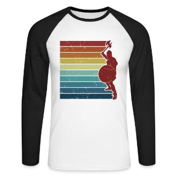 Retro LARPing Armor Weapons Character LARP - Unisex Long Sleeve Baseball T-Shirt - white/black - Front - Nik (191cm)