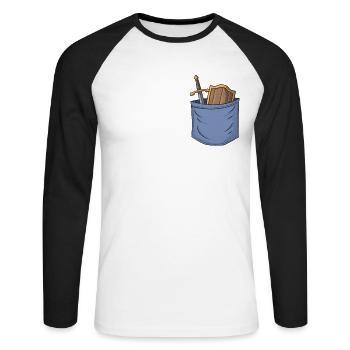 LARP Chest Pocket LARPing Weapons Armor Character - Unisex Long Sleeve Baseball T-Shirt - white/black - Front - Nik (191cm)