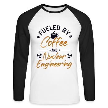 Alimenté par le café et l’ingénierie nucléaire Nucléaire - T-shirt baseball manches longues Homme - blanc/noir - Devant - Nik (191cm)