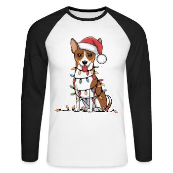 Basenji Christmas Lights Xmas Dogs Gifts for men - Unisex Baseballshirt langarm - Weiß/Schwarz - Vorne - Nik (191cm)