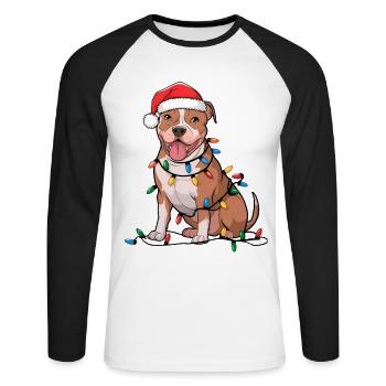 American Terrier Noël Noël - T-shirt baseball manches longues Homme - blanc/noir - Devant - Nik (191cm)