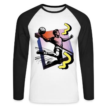 Handball Handballer - Unisex Baseballshirt langarm - Weiß/Schwarz - Vorne - Nik (191cm)