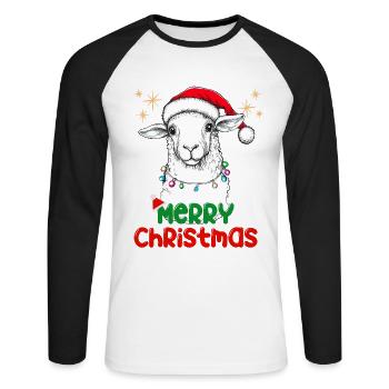 Christmas Sheep Christmas Hat Lamb Funny - Unisex Long Sleeve Baseball T-Shirt - white/black - Front - Nik (191cm)