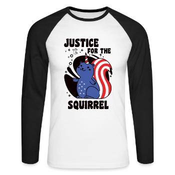  Justice for Peanut Squirrel - Unisex Long Sleeve Baseball T-Shirt - white/black - Front - Nik (191cm)