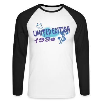 Limited Edition 1990 Geburtstag 1990 Geboren - Unisex Baseballshirt langarm - Weiß/Schwarz - Vorne - Nik (191cm)