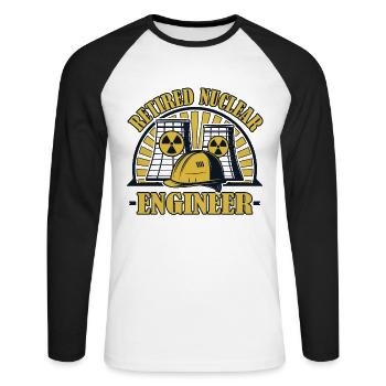 Ingénieur nucléaire à la retraite Énergie Uranium Nucléaire - T-shirt baseball manches longues Homme - blanc/noir - Devant - Nik (191cm)