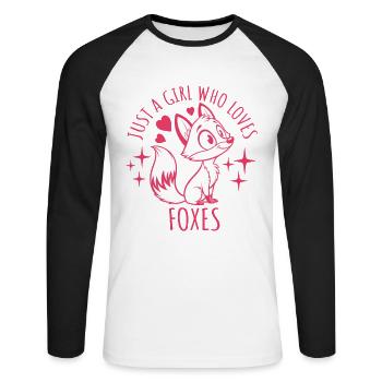Just a girl who loves foxes - Cartoon - Unisex Long Sleeve Baseball T-Shirt - white/black - Front - Nik (191cm)