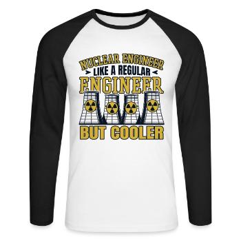 Wie ein normaler Ingenieur, aber mit kühlerer Energie, Kernenergie - Unisex Baseballshirt langarm - Weiß/Schwarz - Vorne - Nik (191cm)