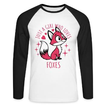Just a girl who loves foxes - Cartoon - Unisex Long Sleeve Baseball T-Shirt - white/black - Front - Nik (191cm)