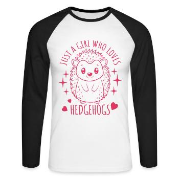 Juste une fille qui aime les hérissons - Dessin animé - T-shirt baseball manches longues Homme - blanc/noir - Devant - Nik (191cm)