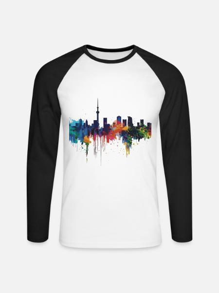 Kumamoto - Unisex Baseballshirt langarm - Weiß/Schwarz