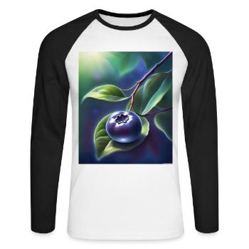 Schöne Heidelbeere auf einem Blatt - Unisex Baseballshirt langarm - Weiß/Schwarz - Vorne - Nik (191cm)