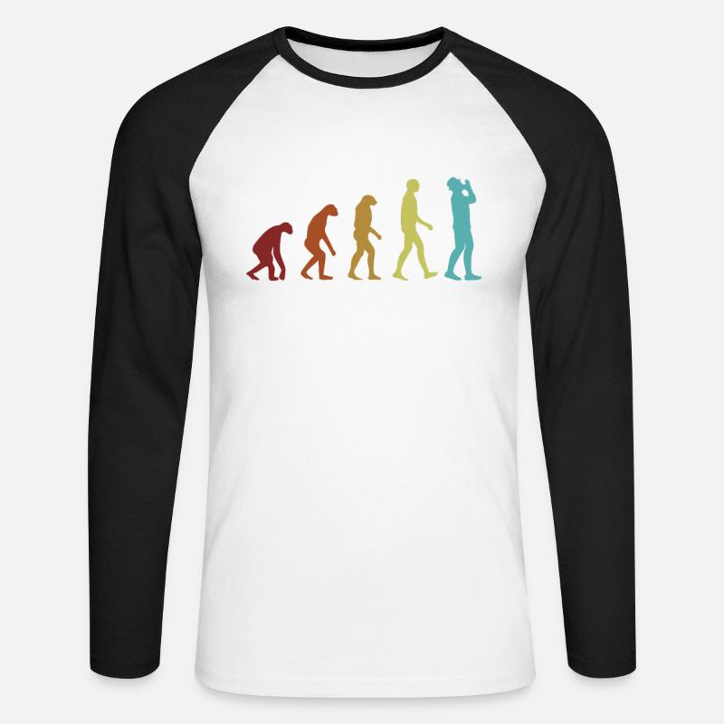 Harmonica Evolution Harmonicist Mouth Harp - Unisex Long Sleeve Baseball T-Shirt - white/black