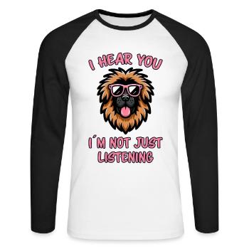 Leonberger disant drôle Leonberger cadeau - T-shirt baseball manches longues Homme - blanc/noir - Devant - Nik (191cm)