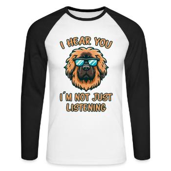 Leonberger disant drôle Leonberger cadeau - T-shirt baseball manches longues Homme - blanc/noir - Devant - Nik (191cm)