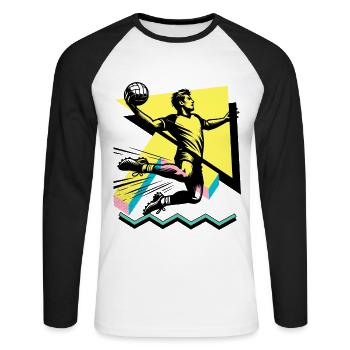 Handball Handballer - Unisex Baseballshirt langarm - Weiß/Schwarz - Vorne - Nik (191cm)