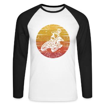 Retro Supermoto Motorcycle Racing Riders Motocross - Unisex Long Sleeve Baseball T-Shirt - white/black - Front - Nik (191cm)