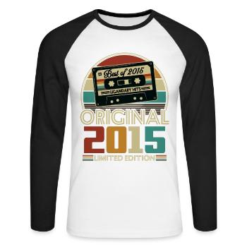 Original 2015 10e Anniversaire Cadeau Vintage - Unisex Long Sleeve Baseball T-Shirt - white/black - Front - Nik (191cm)