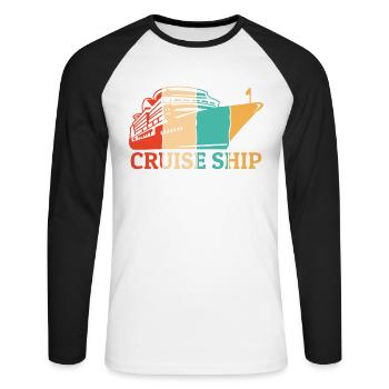 Retro Kreuzfahrtschiff Passagierschiff Passagiere - Unisex Baseballshirt langarm - Weiß/Schwarz - Vorne - Nik (191cm)