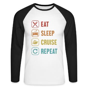 Eat Sleep Cruise Croisière répétée Croisière - T-shirt baseball manches longues Homme - blanc/noir - Devant - Nik (191cm)