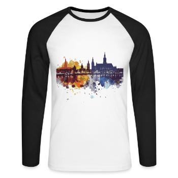Nijmegen (Nimwegen) - Unisex Baseballshirt langarm - Weiß/Schwarz - Vorne - Nik (191cm)
