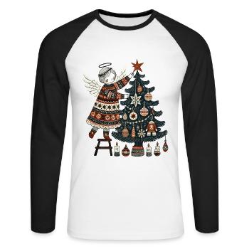 Christmas angel in Scandinavian - Unisex Long Sleeve Baseball T-Shirt - white/black - Front - Nik (191cm)
