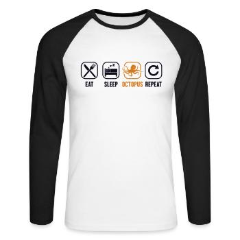 Eat Sleep Octopus Repeat Octopodes Octopoda Lover - Unisex Long Sleeve Baseball T-Shirt - white/black - Front - Nik (191cm)