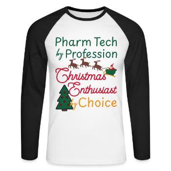 Pharmacy technician Christmas Xmas Elf - Unisex Long Sleeve Baseball T-Shirt - white/black - Front - Nik (191cm)