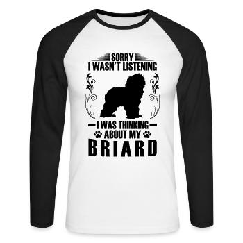 Pensé à mon Briard Berger de Brie - T-shirt baseball manches longues Homme - blanc/noir - Devant - Nik (191cm)