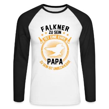 Falkner ist ein Ehre Beizjagd Falknerei - Unisex Baseballshirt langarm - Weiß/Schwarz - Vorne - Nik (191cm)