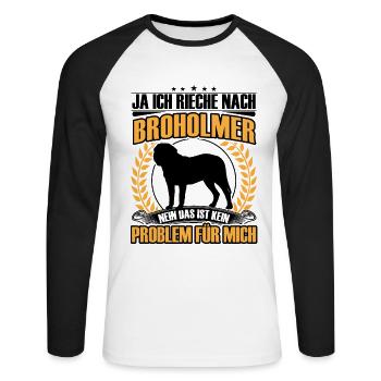Broholmer , je sens comme Broholmer - T-shirt baseball manches longues Homme - blanc/noir - Devant - Nik (191cm)