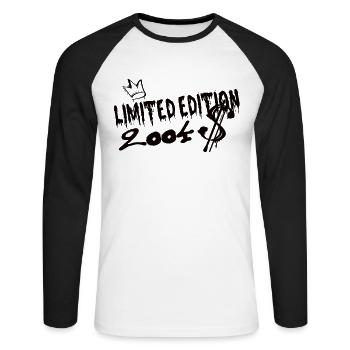 Limited Edition 2004 Birthday Born in 2004 - Unisex Long Sleeve Baseball T-Shirt - white/black - Front - Nik (191cm)