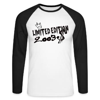 Limited Edition 2003 Geburtstag 2003 Geboren - Unisex Baseballshirt langarm - Weiß/Schwarz - Vorne - Nik (191cm)