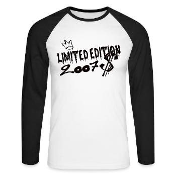 Limited Edition 2007 Geburtstag 2007 Geboren - Unisex Baseballshirt langarm - Weiß/Schwarz - Vorne - Nik (191cm)