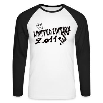Limited Edition 2011 Geburtstag 2011 Geboren - Unisex Baseballshirt langarm - Weiß/Schwarz - Vorne - Nik (191cm)