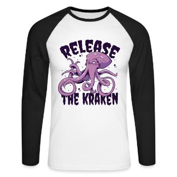 Release The Kraken Cephalopoda Octopodes Octopoda - Unisex Long Sleeve Baseball T-Shirt - white/black - Front - Nik (191cm)