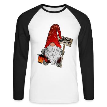 Koch Wichtel Weihnachtsgnom - Unisex Baseballshirt langarm - Weiß/Schwarz - Vorne - Nik (191cm)