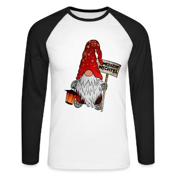 Medicine Gnome - Unisex Long Sleeve Baseball T-Shirt - white/black - Front - Nik (191cm)