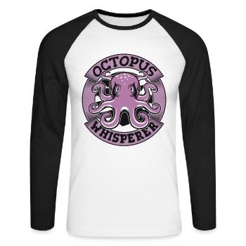 Octopus Whisperer Octopodes Octopoda Cephalopoda - Unisex Long Sleeve Baseball T-Shirt - white/black - Front - Nik (191cm)