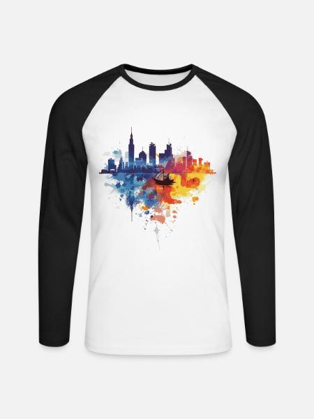 Gdynia - Unisex Long Sleeve Baseball T-Shirt - white/black