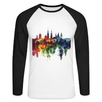 Sohrau - Unisex Baseballshirt langarm - Weiß/Schwarz - Vorne - Nik (191cm)
