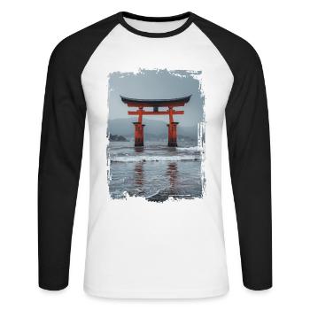 Japan - Unisex Long Sleeve Baseball T-Shirt - white/black - Front - Nik (191cm)
