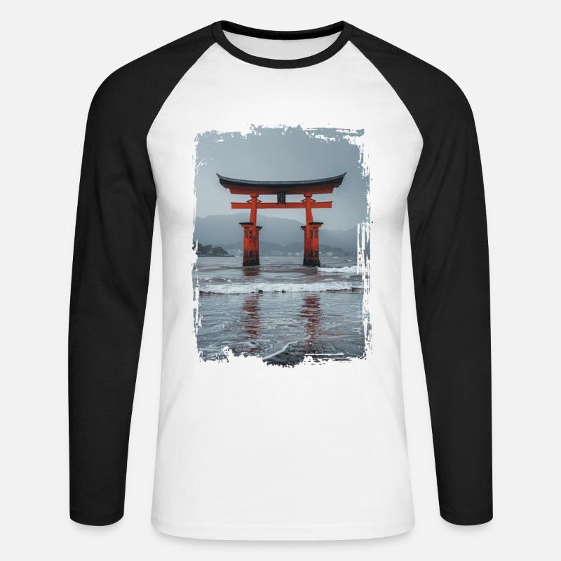 Japan - Unisex Baseballshirt langarm - Weiß/Schwarz
