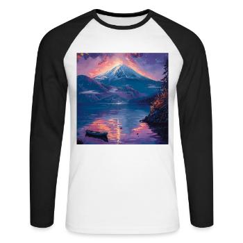 Japan - Unisex Long Sleeve Baseball T-Shirt - white/black - Front - Nik (191cm)