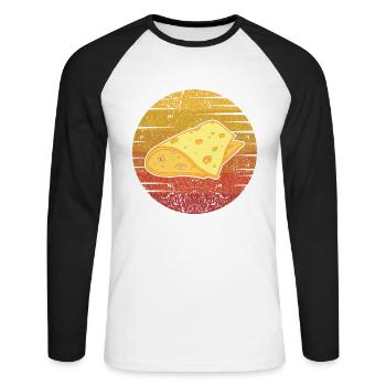 Fromager rétro Queso Lover Fromage Gouda - T-shirt baseball manches longues Homme - blanc/noir - Devant - Nik (191cm)