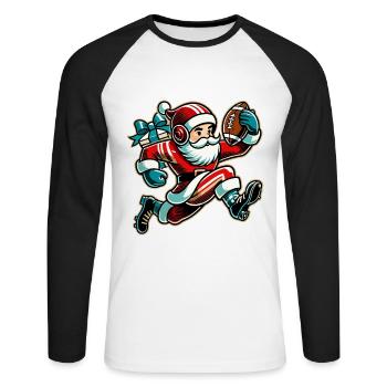 Santa Claus Playing Football - Unisex Long Sleeve Baseball T-Shirt - white/black - Front - Nik (191cm)